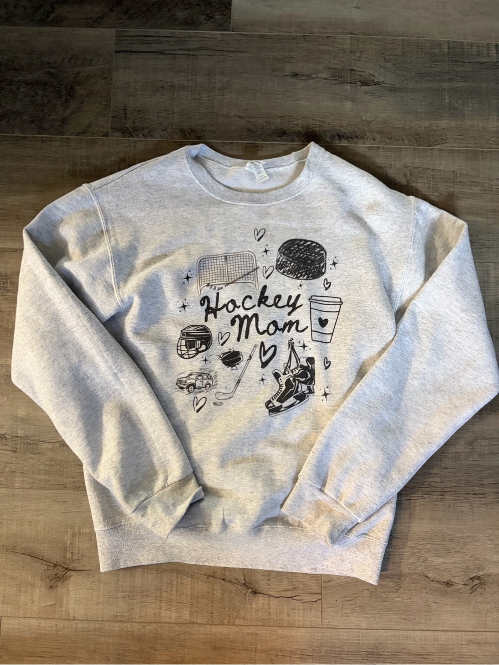 Jerzees Light Gray "Hockey Mom" Crewneck Sweatshirt